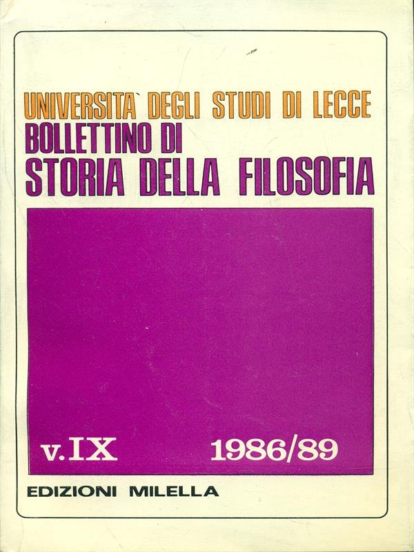 Bollettino di storia della filosofia