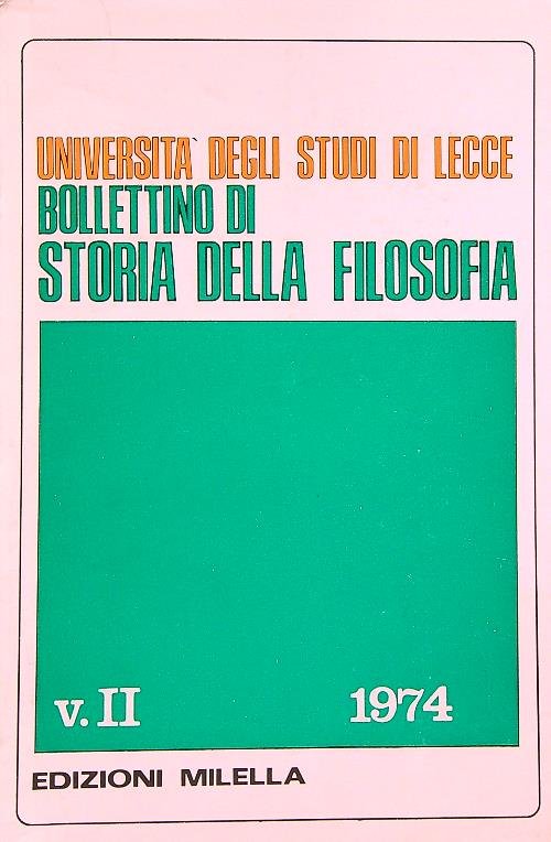 Bollettino di storia della filosofia dell'univ. degli studi di Lecce …