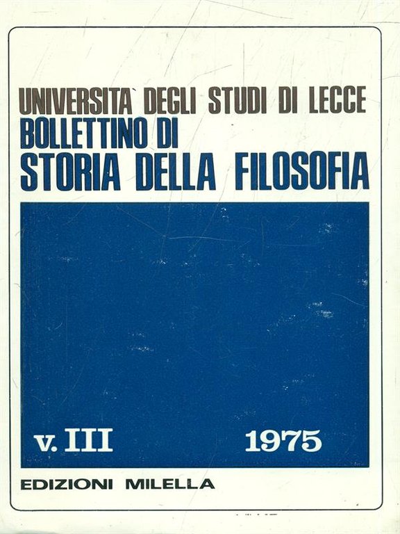 Bollettino di storia della filosofia Vol. III/1975