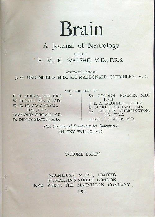 Brain A journal of neurology volume LXXIV 1951 | Immagine Gallery 2