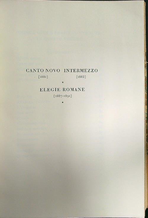 Canto novo - Intermezzo - Elegie romane