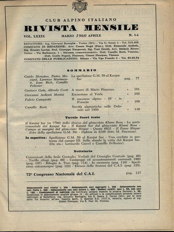 Club Alpino Italiano - dal n. 3-4 Marzo 1960 al …