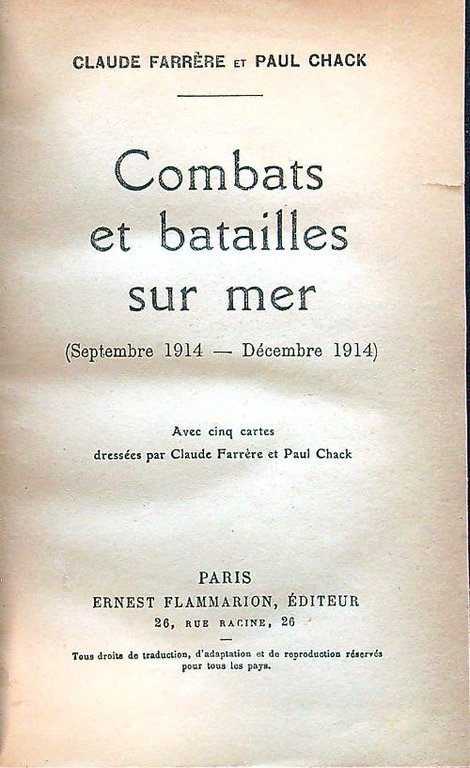 Combats et batailles sur mer (septembre 1914-decembre 1914)
