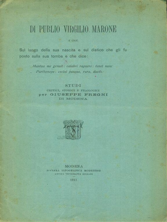 Di Publio Virgilio marone
