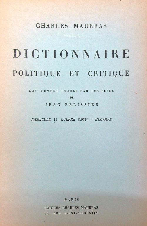 Dictionnaire politique et critique n. 11