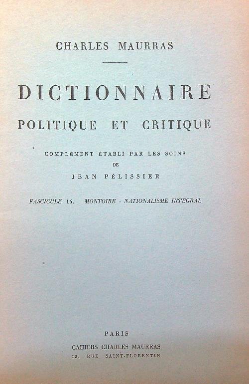 Dictionnaire politique et critique n. 16