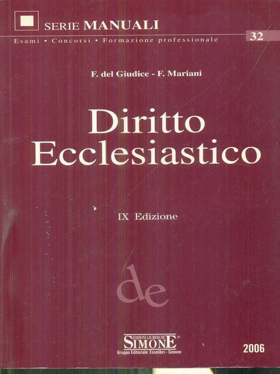 Diritto ecclesiastico IX Ed