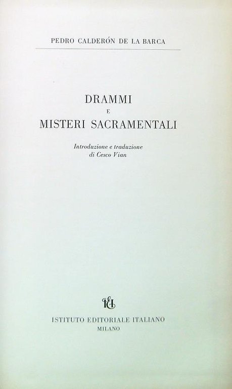 Drammi e Misteri sacramentali
