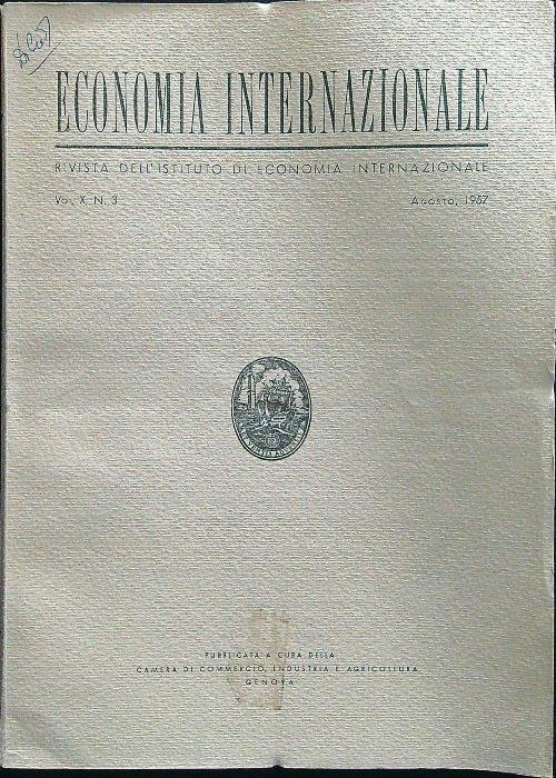 Economia internazionale vol. X n.3 agosto 1957