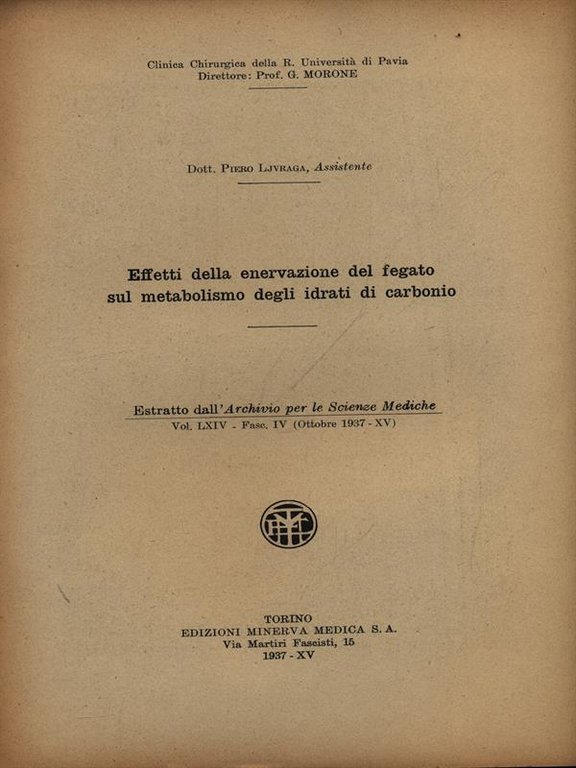 Effetti della enervazione del fegato sul metabolismo degli idrati di …