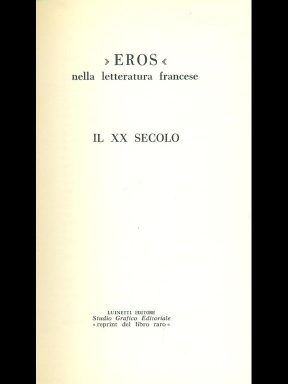 Eros nella letteratura francese - Il XX secolo