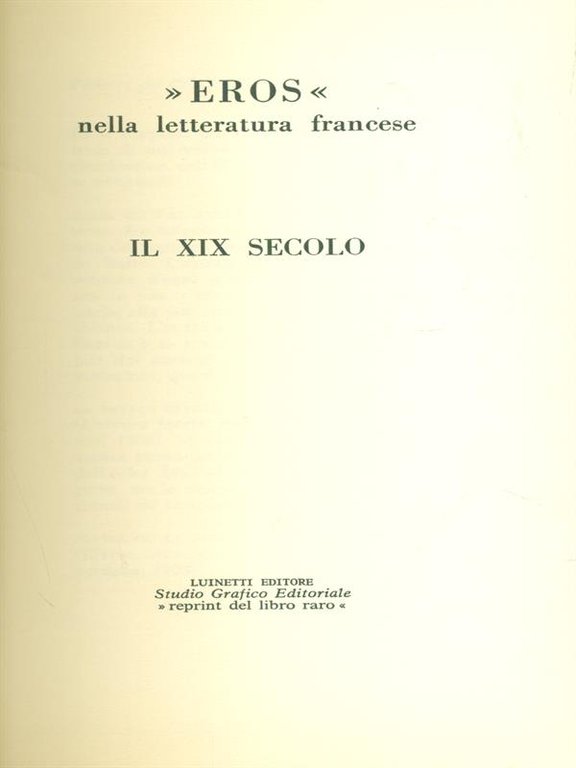 Eros nella letteratura francese Il XIX secolo