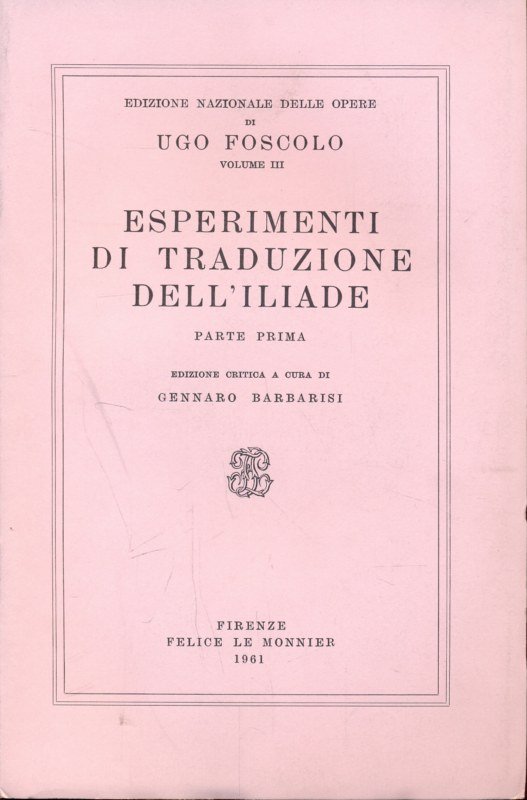 Esperimenti di traduzione dell'Iliade - Parte prima