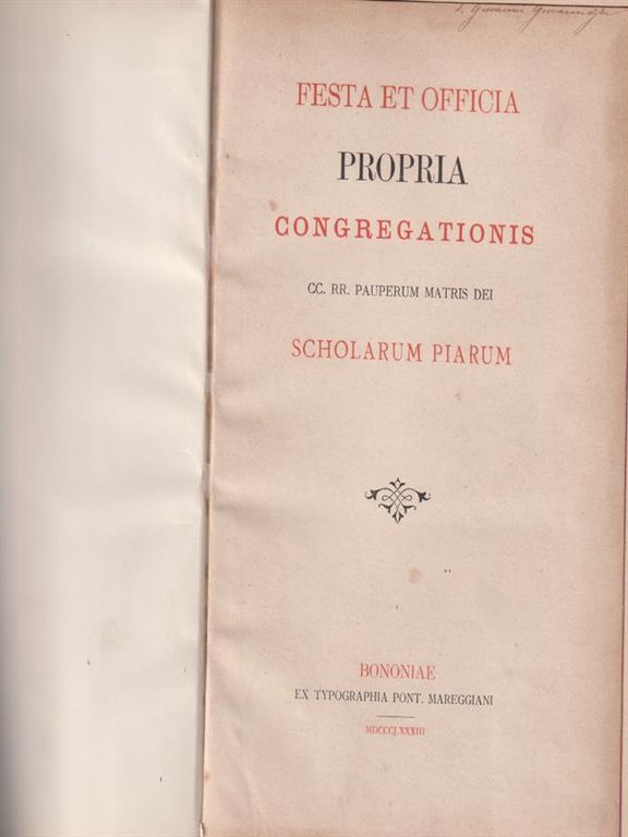 Festa et officia Propria congregationis