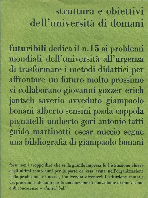 Futuribili 15 - Struttura e obiettivi dell'Universita di domani