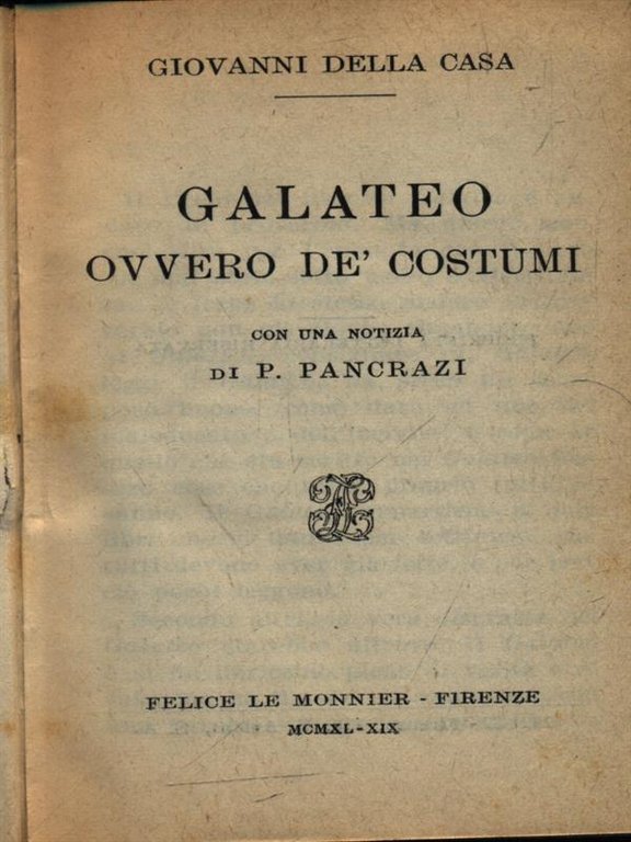 Galateo ovvero de' costumi