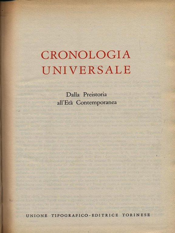 Grande dizionario encilopedico. Cronologia universale
