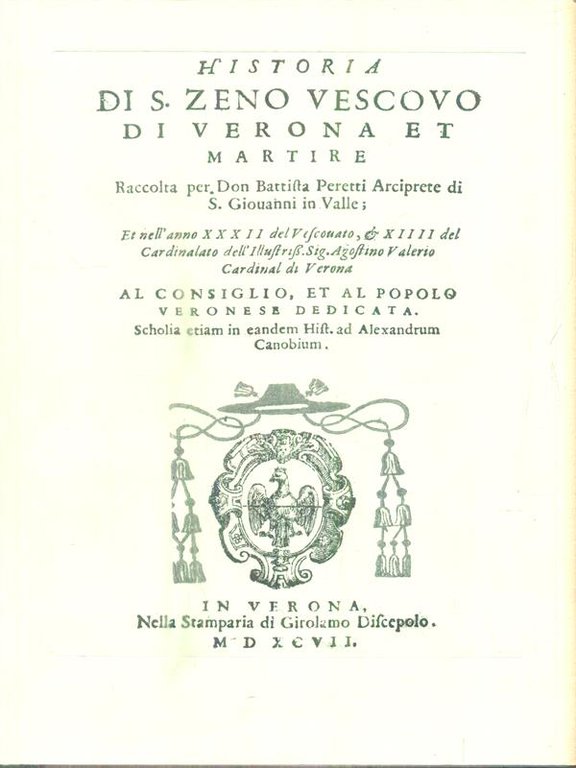 Historia di S. Zeno vescovo di Verona et Martire