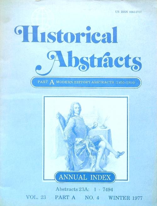 Historical Abstracts. Vol. 23 Part A No. 4 Winter 1977