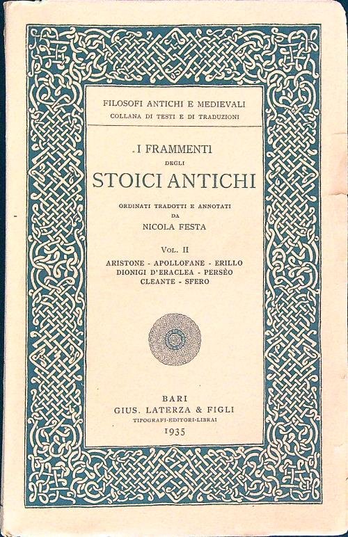 I frammenti degli stoici antichi . Vol II | Immagine principale