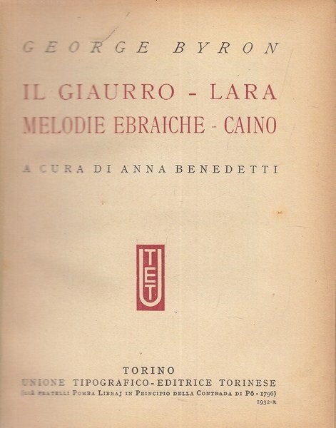 Il giaurro - Lara - Melodie ebraiche - Caino