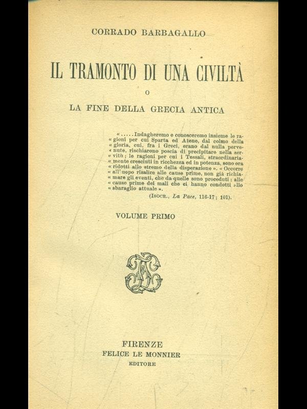 Il tramonto di una civilta' vol. 1
