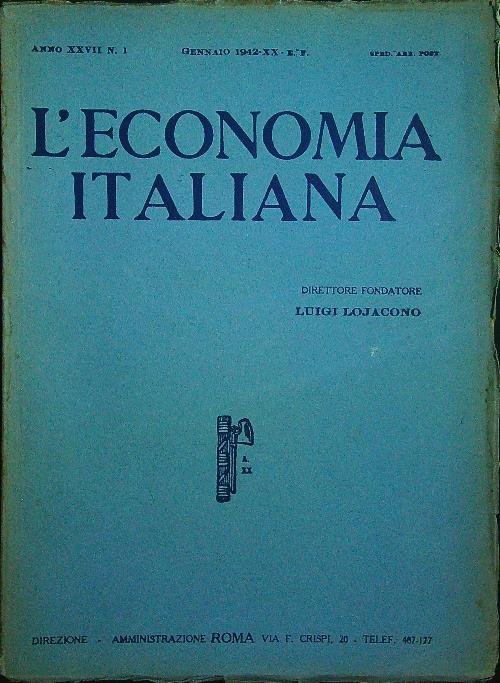 L'economia italiana n. 1 gennaio 1942