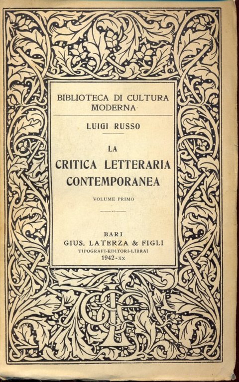 La critica letteraria contemporanea vol.1