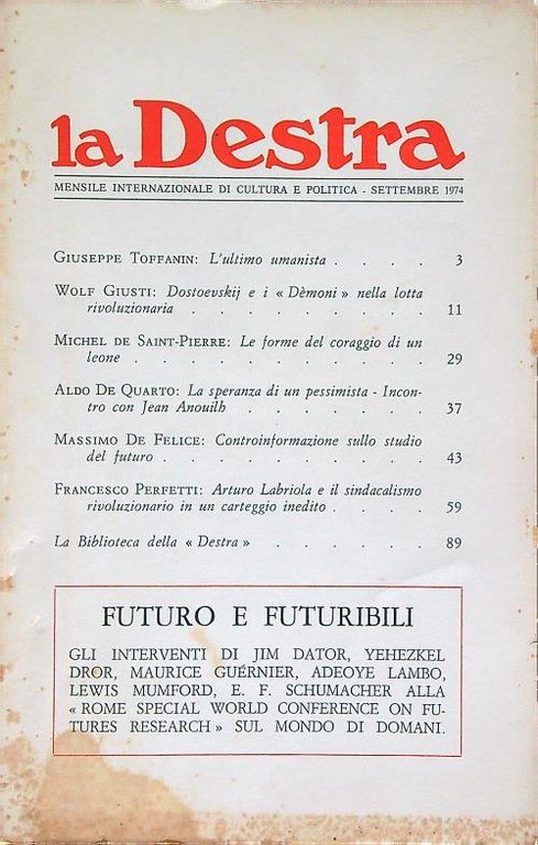 La Destra n. 9 del 1974