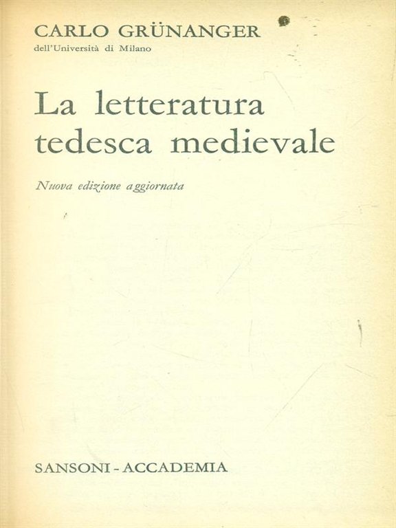 La letteratura tedesca medioevale