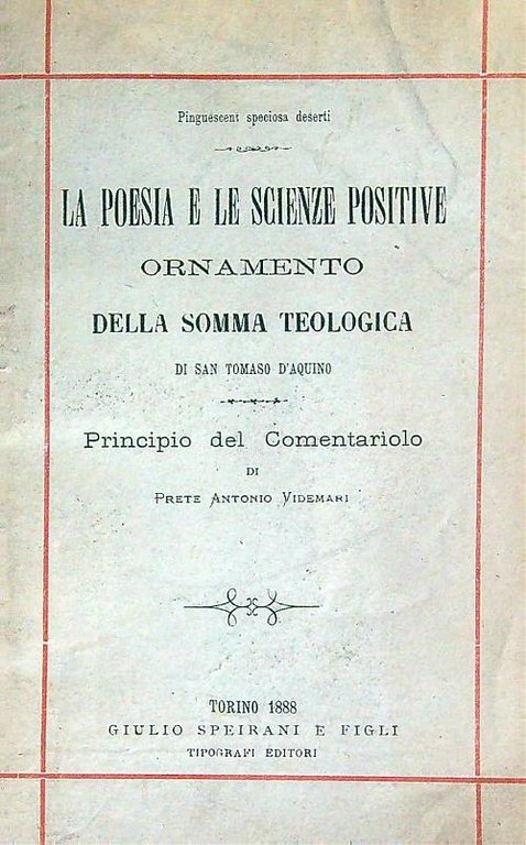 La poesia e le scienze positive ornamento della somma teologica