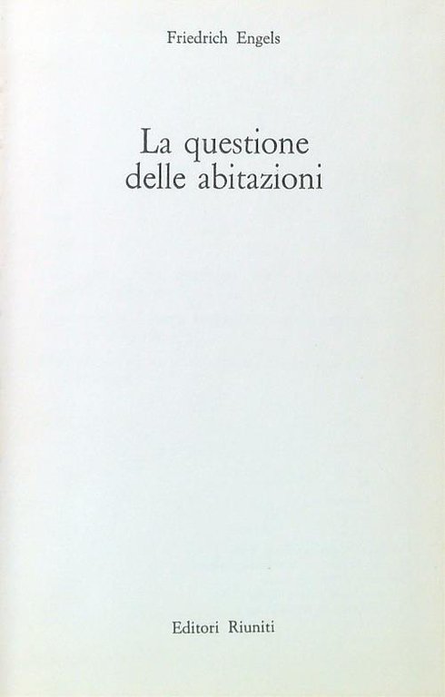 La questione delle abitazioni