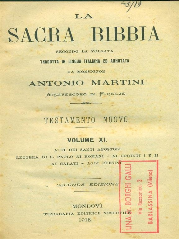 La Sacra Bibbia. Volume XI