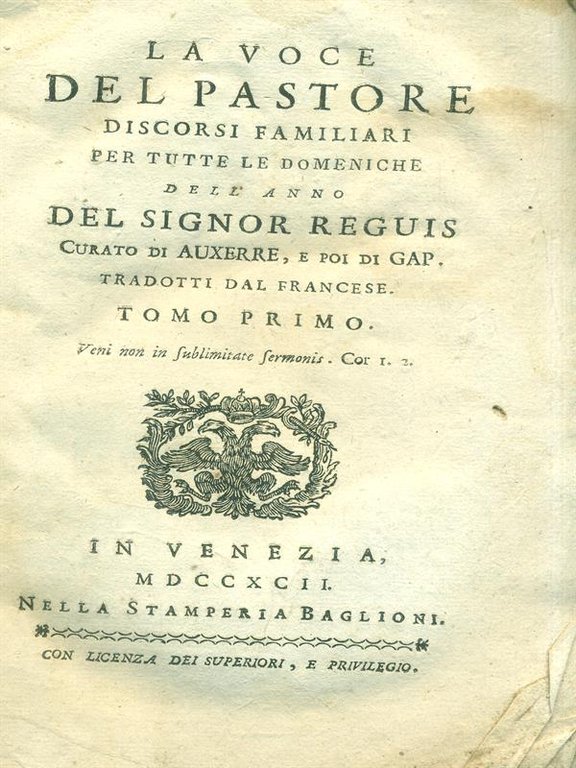 La voce del pastore. Tomo I