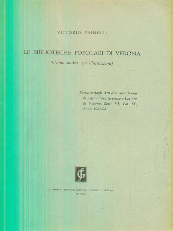Le biblioteche popolari di Verona. Estratto