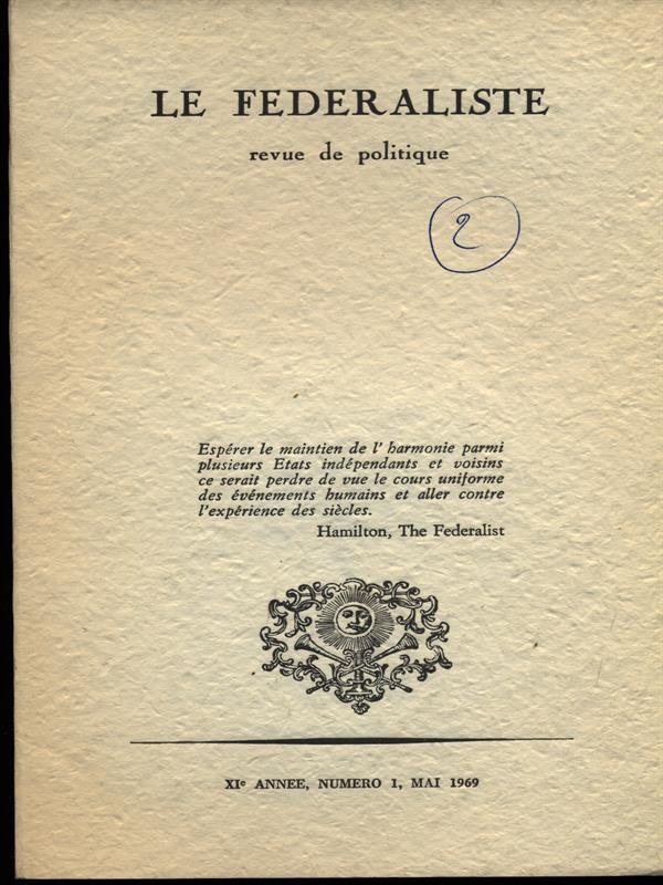 Le federaliste n. 1/mai 1969