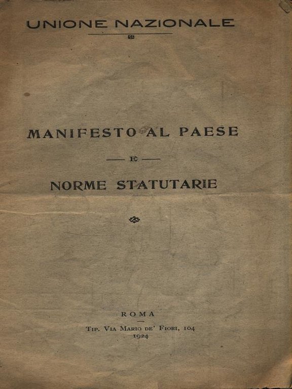 Manifesto al paese e norme statutarie