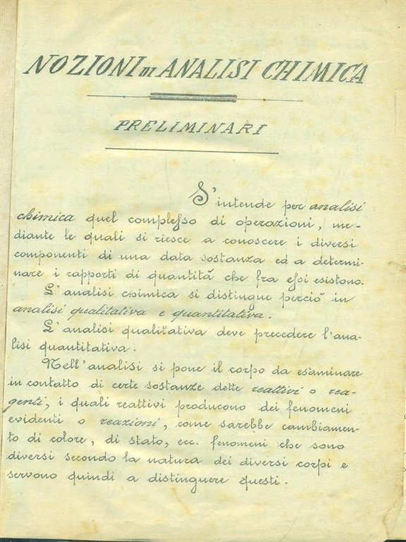 Nozioni di Analisi Chimica