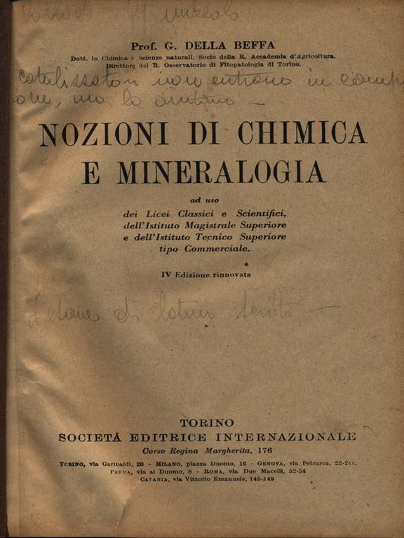 Nozioni di chimica e mineralogia