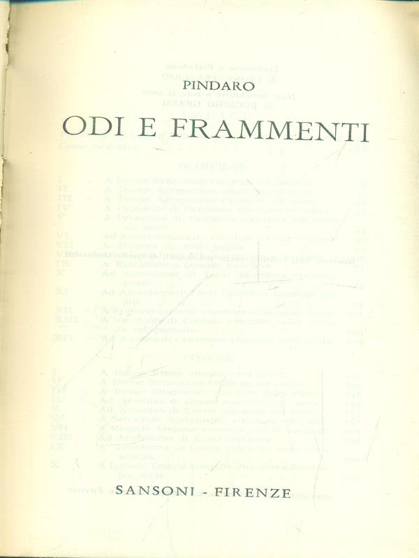 Odi e frammenti | Immagine principale