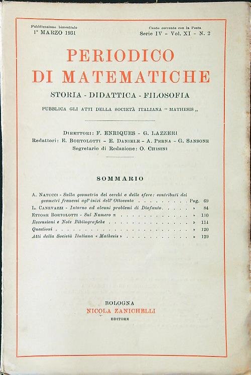 Periodico di matematiche n. 2/marzo 1931
