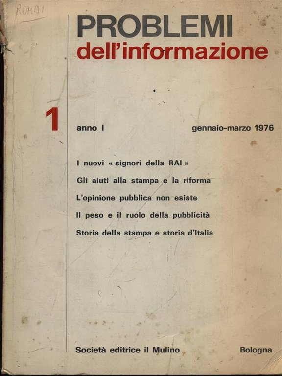 Problemi dell'informazione n. 1/gennaio-marzo 1976