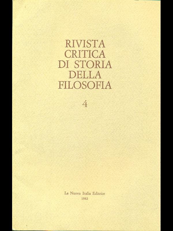 Rivista critica di storia della filosofia - 4 - 1982