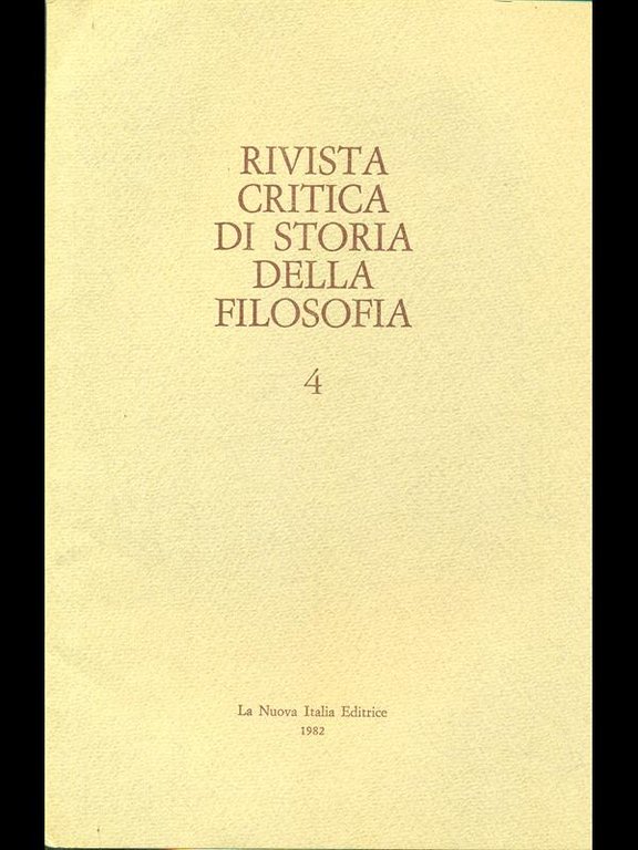 Rivista critica di storia della filosofia - 4 - 1982