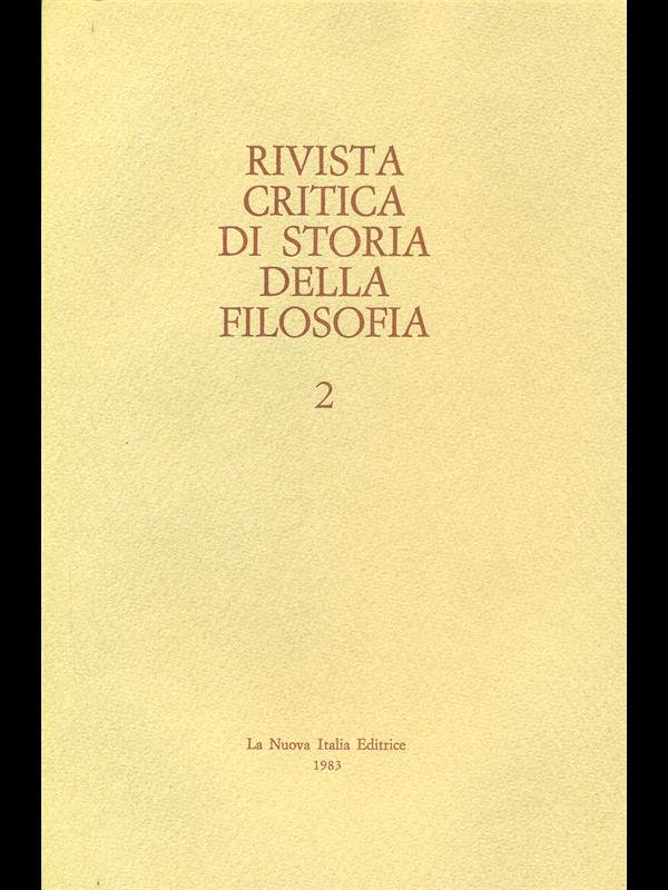 Rivista critica di storia della filosofia 2 - 1983
