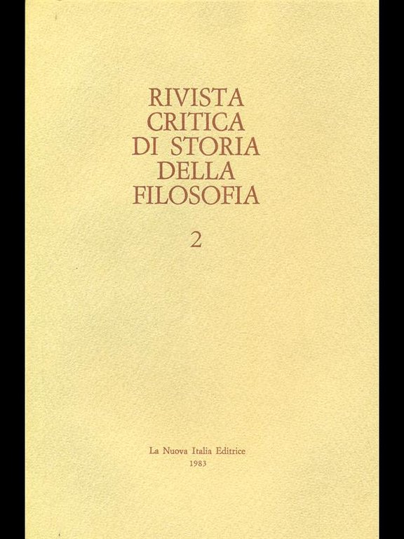 Rivista critica di storia della filosofia 2 - 1983