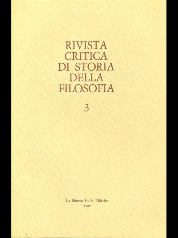 Rivista critica di storia della filosofia 3 - 1982