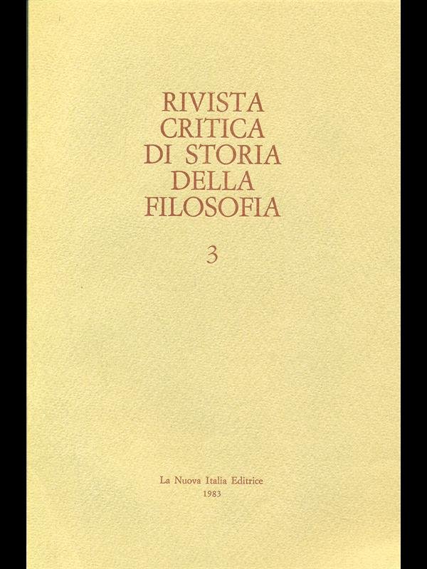 Rivista critica di storia della filosofia 3 - 1983