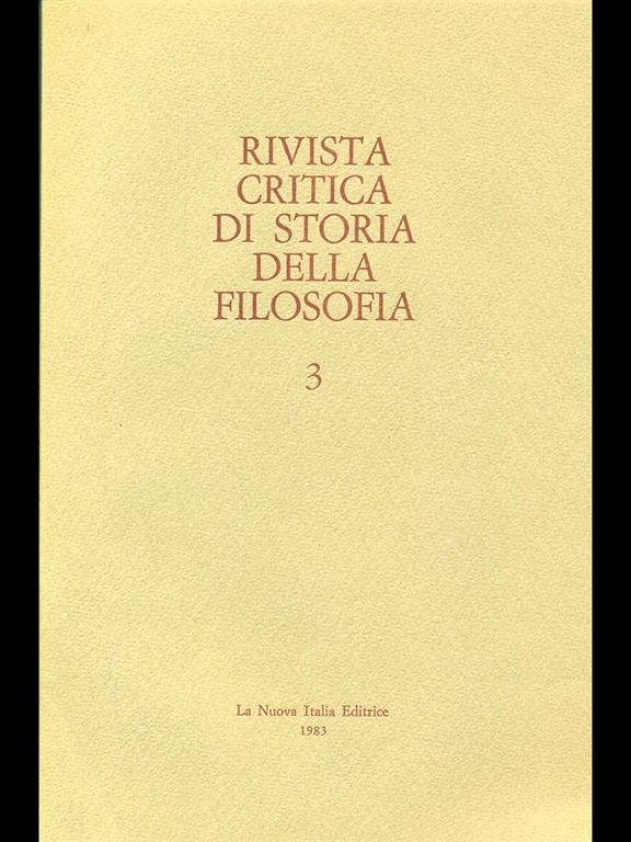 Rivista critica di storia della filosofia 3 - 1983