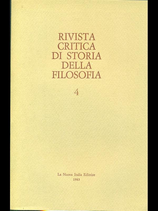 Rivista critica di storia della filosofia 4 - 1983